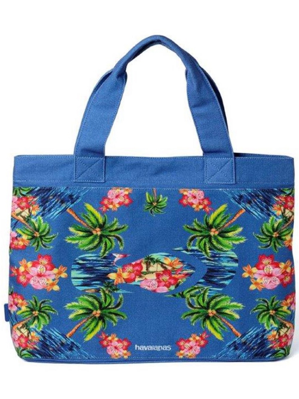 Havaianas Blue Tropical Palm Canvas Tote